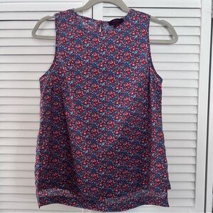 J. Crew Liberty Red & Blue Floral Sleeveless Blouse